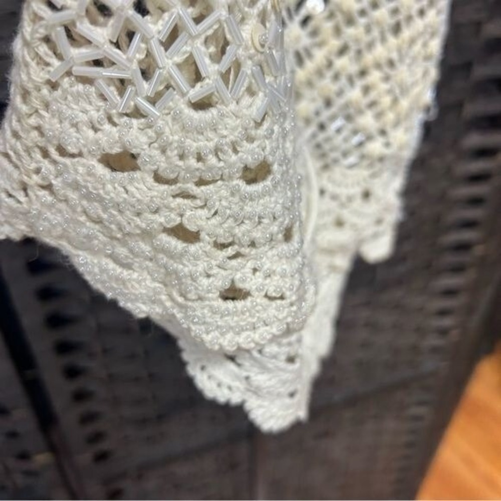 Y2K vintage Coolwear crochet & beaded halter sweater small medium in white - Picture 7 of 12